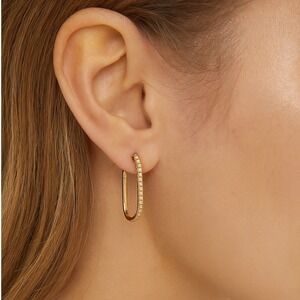 Nordstrom Gold Plated Cubic Zirconia Oval Huggie‎ Earrings NEW